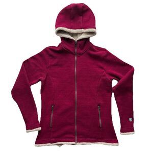 Kuhl Womens Alaska Fleece Jacket Full Zip Sherpa Lined Hooded Sweater Sz M Red